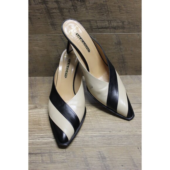 Immagini women's monochrome colorblock‎ Italian leather slip on mules 38.5 - Picture 1 of 16